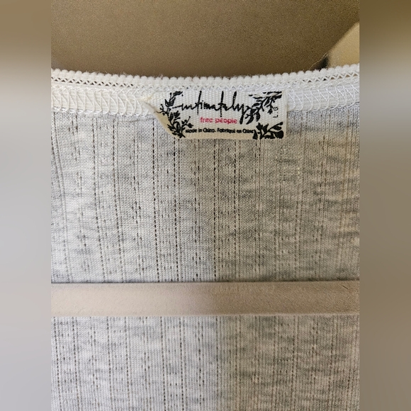 NWOT Free People Intimately long sleeve top with lace details in gray - Picture 9 of 15